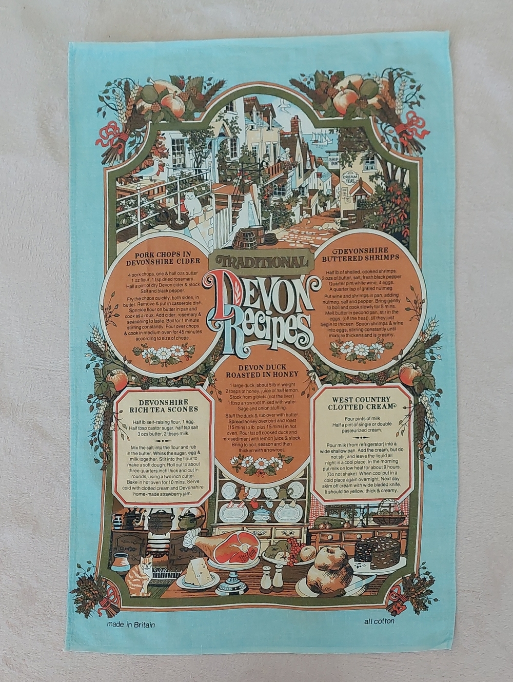 Devon Recipes Cotton Tea Towel NWOT